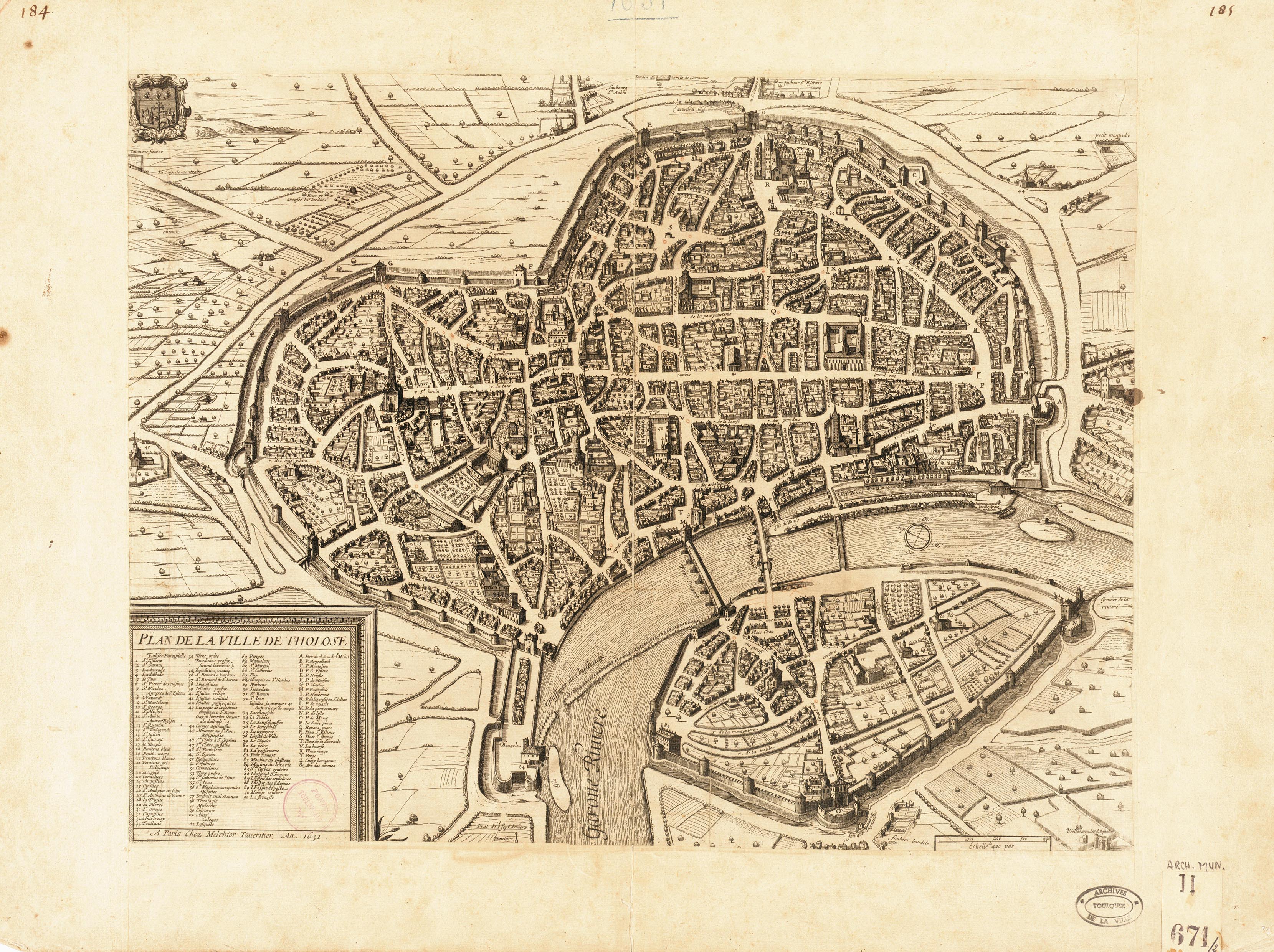 Plan de Toulouse au 17e siècle